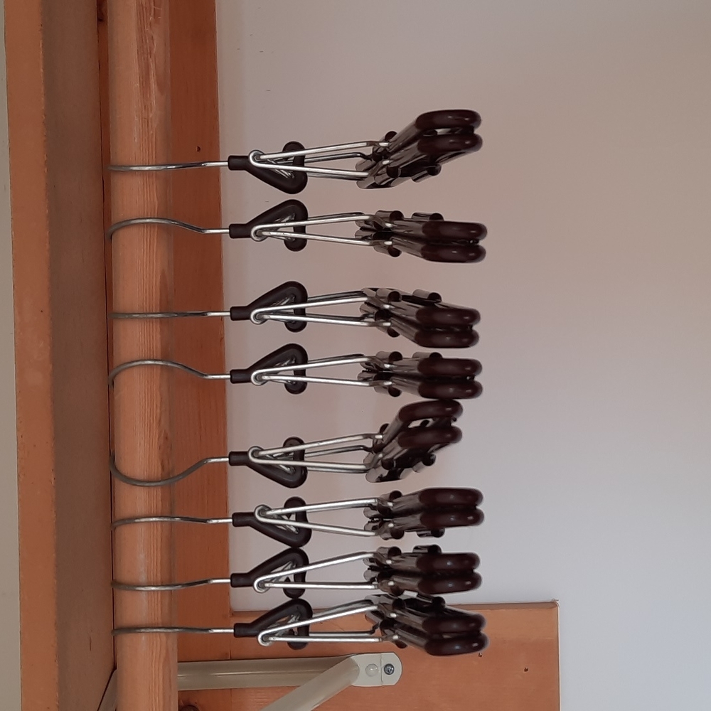Honey-can-do clothes hangers with clamp 360 swivel hook.